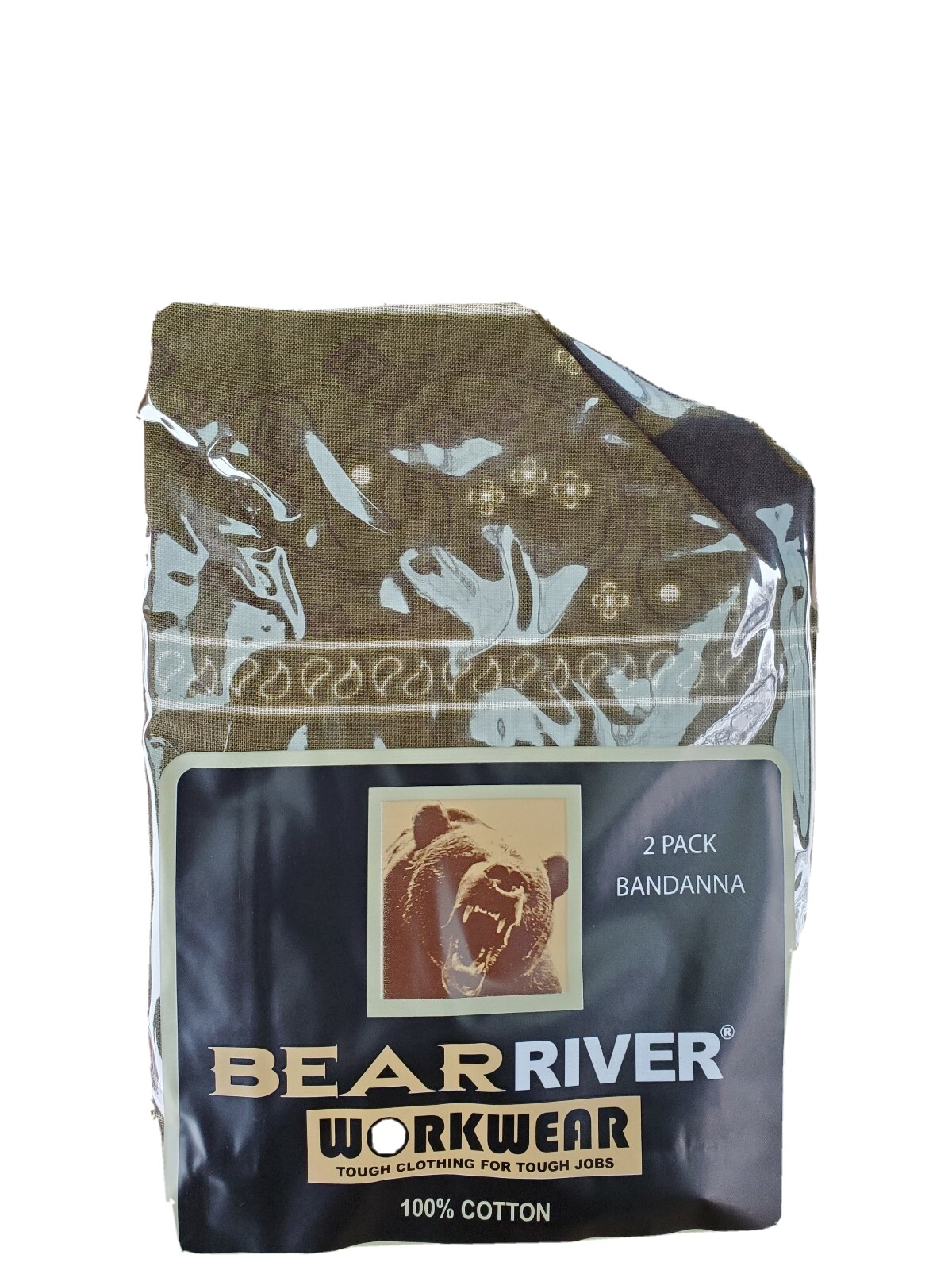 Bandanas 2 Pack Bear River WorkWear 100% Cotton Camo Green Bandanas (Pack of 2)