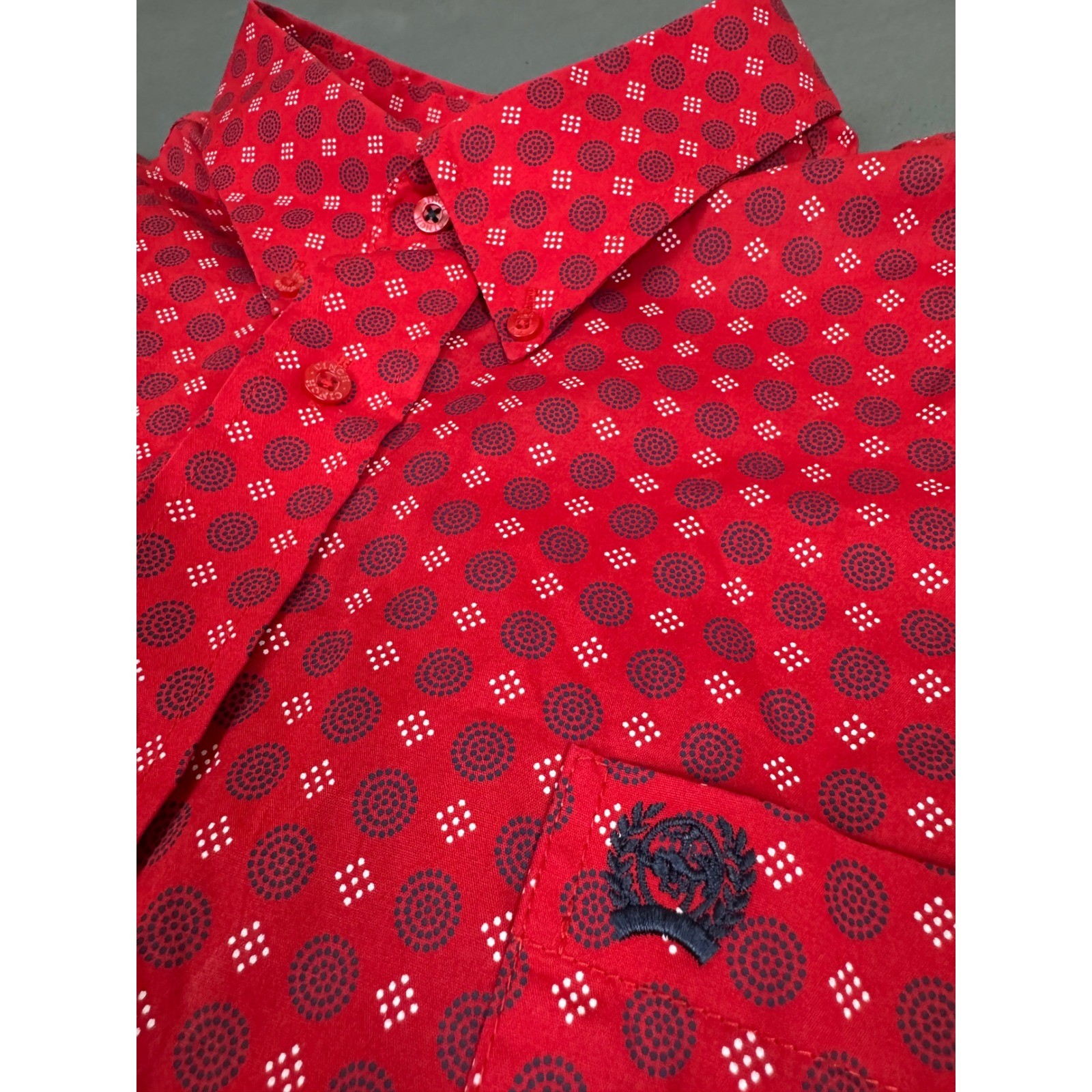 Cinch Mens Western Button Down Shirt Red Geometric Print MTW1105280 Large L