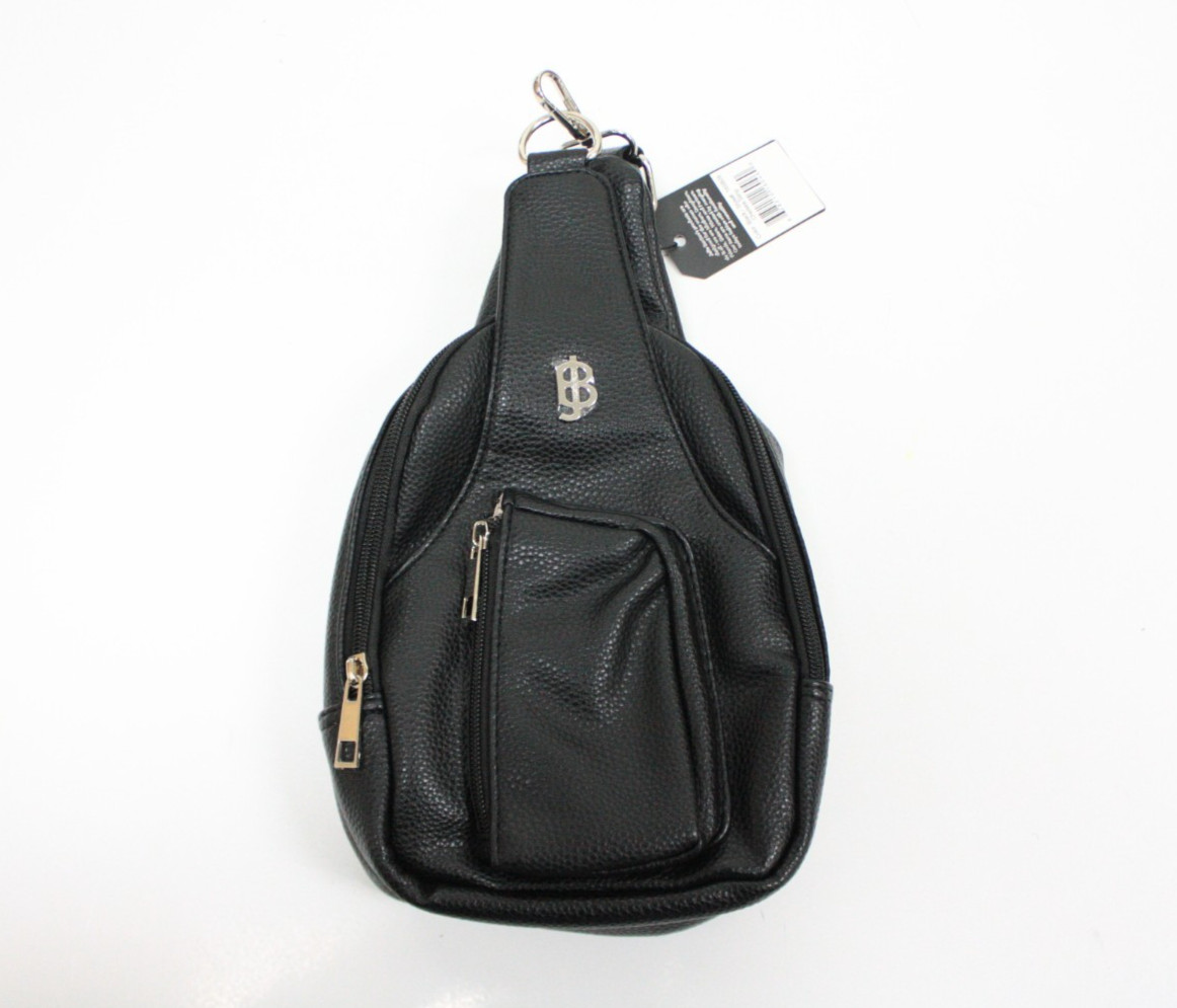 Julia Buxton Women’s Leather Sling Bag Black Adjustable Strap
