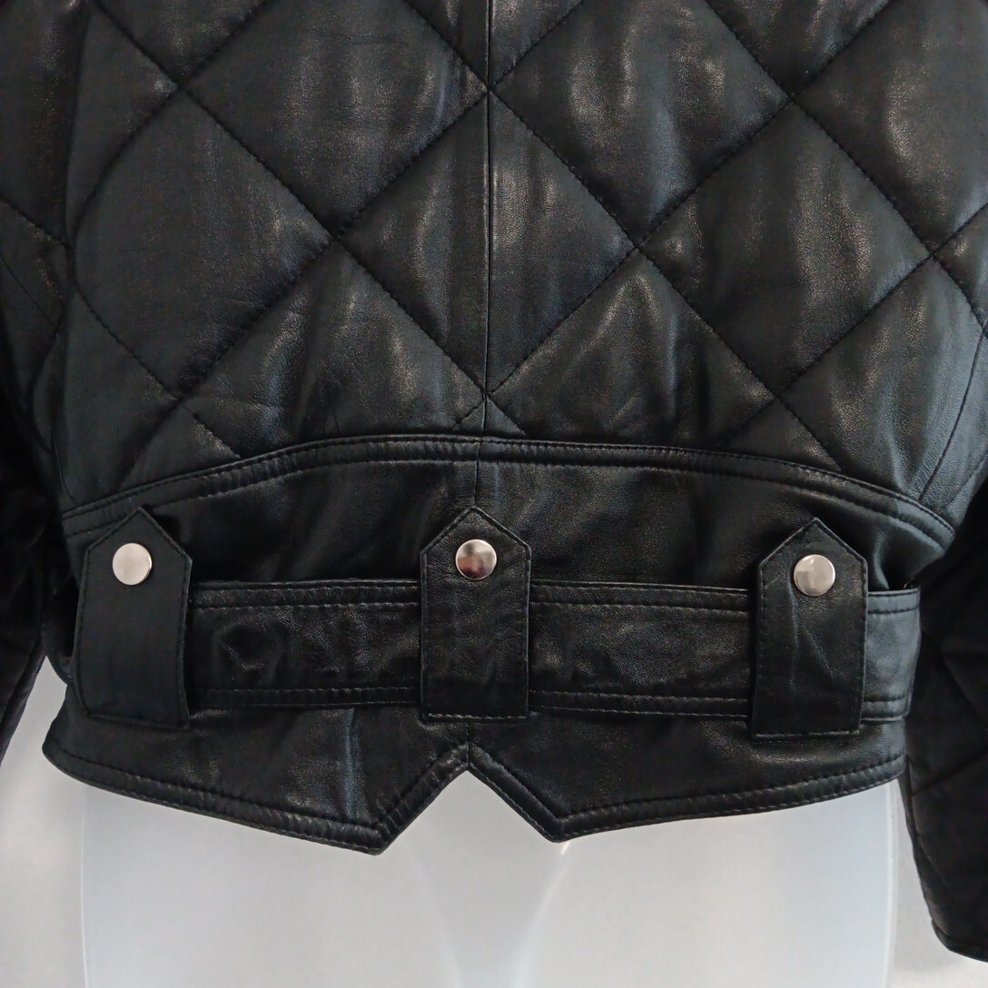 VTG Leather Jacket Womens Medium MOTO Black Belted Motorcycle Punk Rock Street