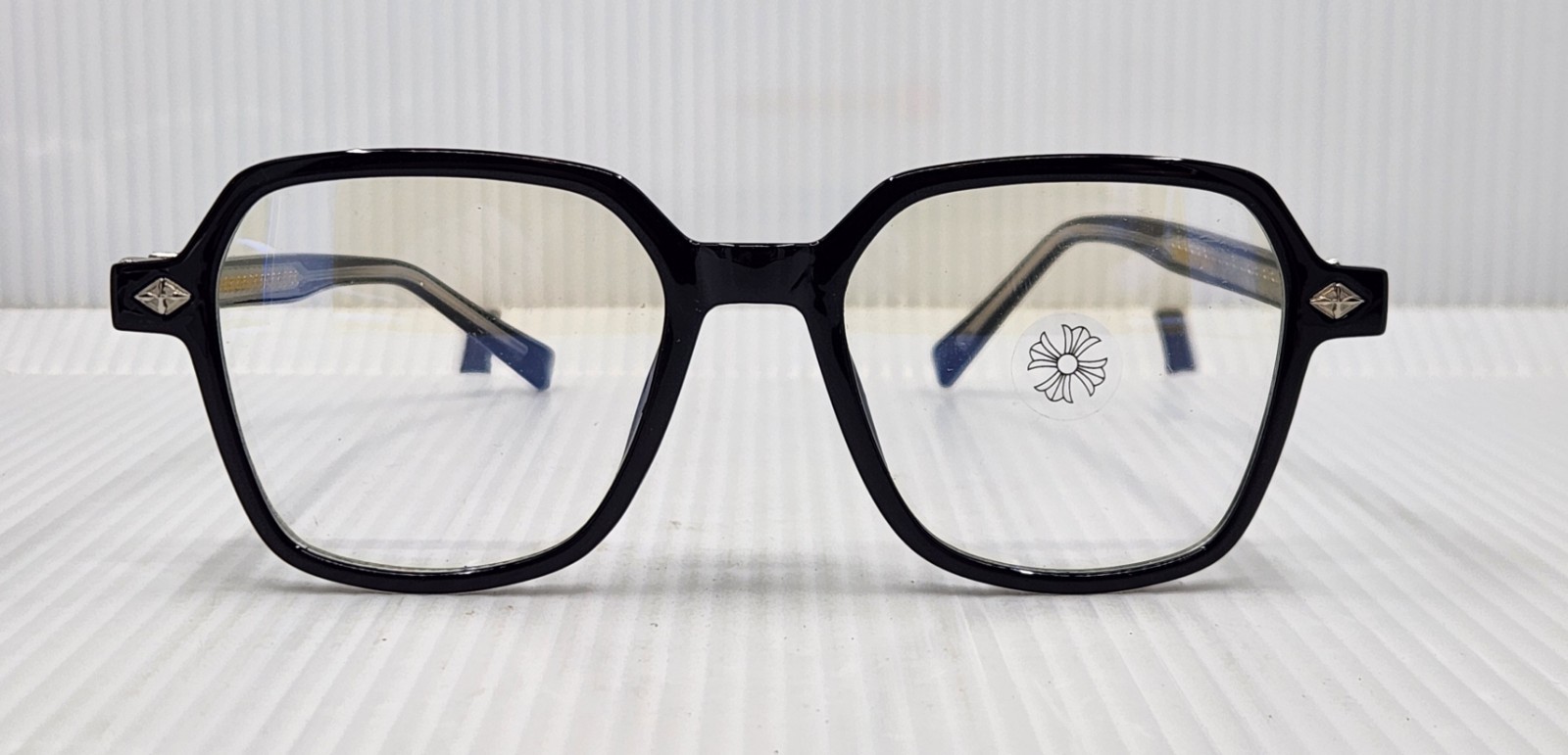 Chrome Hearts Cross Design Glasses Black/Silver Style With Box New