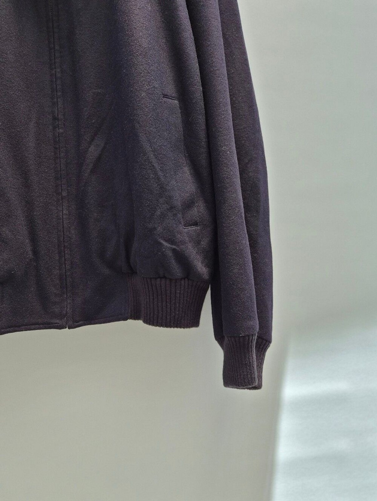Vtg Nordstrom Wool Blend Zip Bomber Jacket Size L Dark Navy Blouson Minimalist