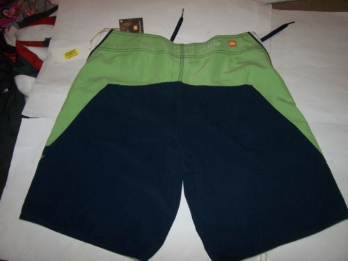 New Quiksilver sz 30 navy blue green white solid board shorts swim trunks