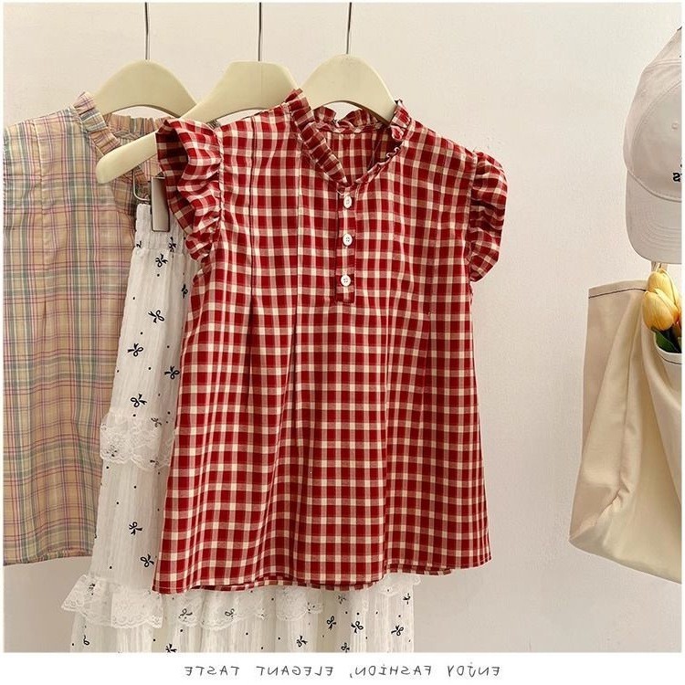 NEW Red Plaid Slimming Sleeveless Shirt For Women Sizes S-XL