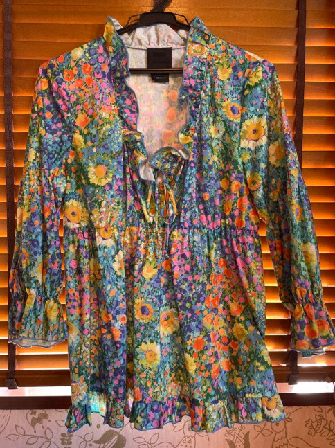 Very RARE Collab ANNA SUI × BATSHEVA Floral Blouse USA Made In Stock