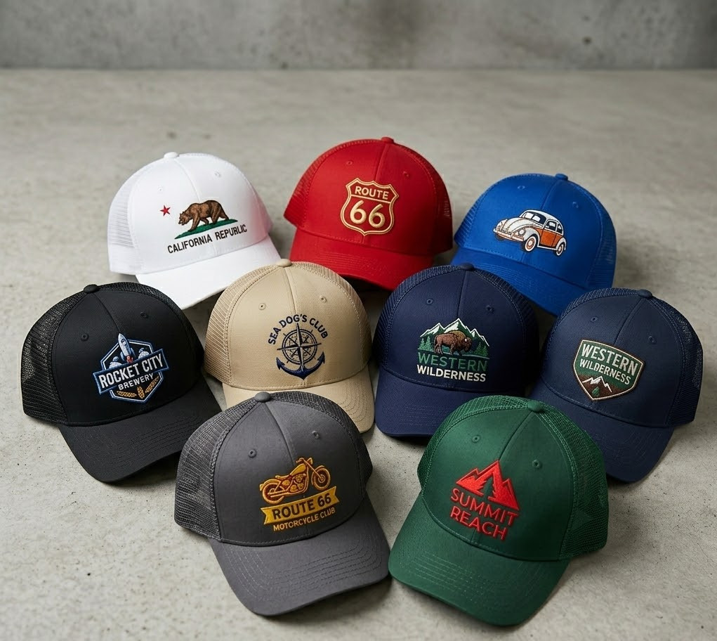 Walmart Spark Logo Embroidered Trucker Hat Black Mesh Back