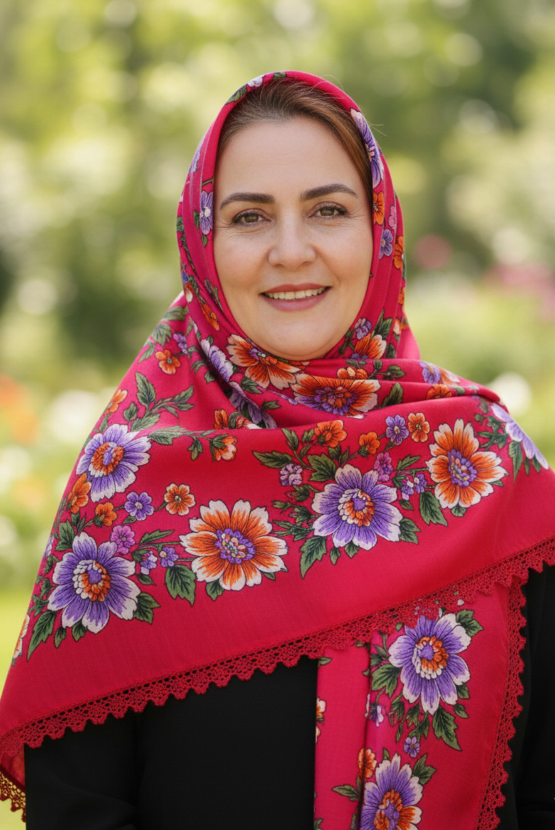 Floral Print Red Scarf with Crochet Lace – Boho Style Head Wrap