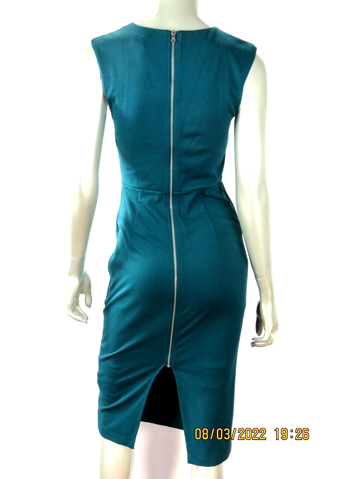 EXPRESS SZ 4 Rayon/Nylon/Spandex Pine Green Back Full Open Zipper Tunic Dress