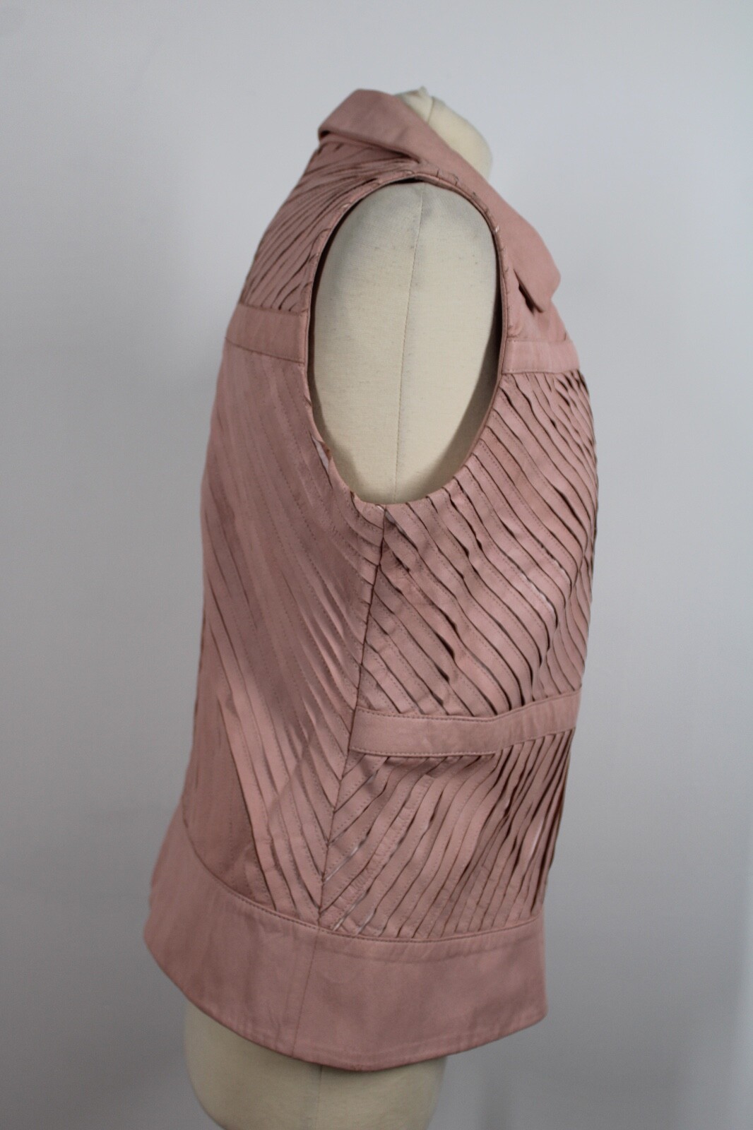 NWT My Tribe L Pink Leather Asymmetrical Zip Moto Vest