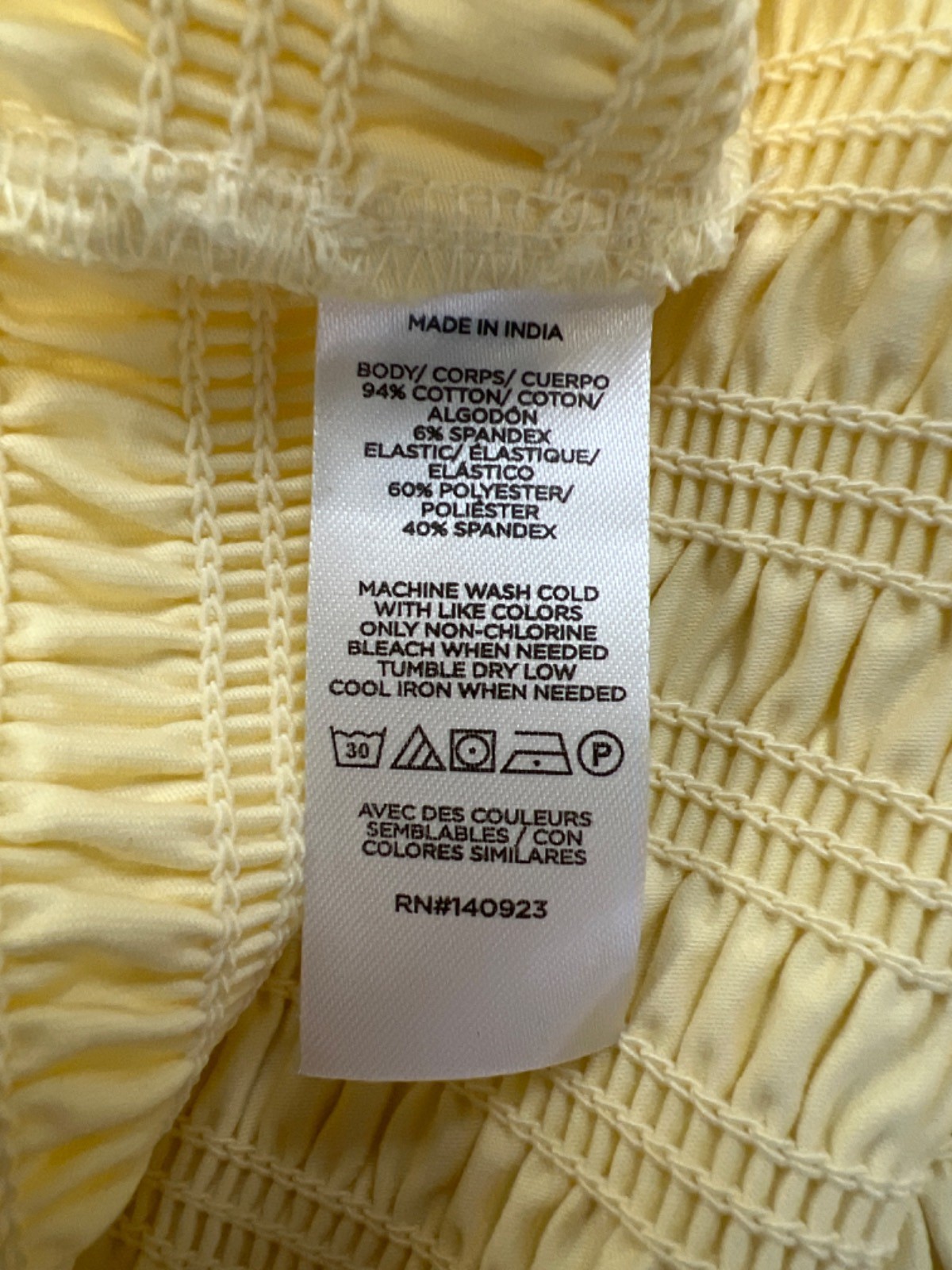 Loft Women’s Yellow Smocked V Neck Ruffle Trim Sleeveless Blouse – L