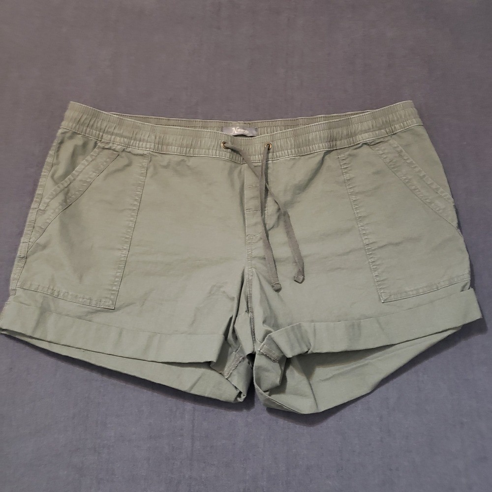 Natural Reflections Shorts Womens XXL Green Ripstop Pull On Drawstring Cuffed