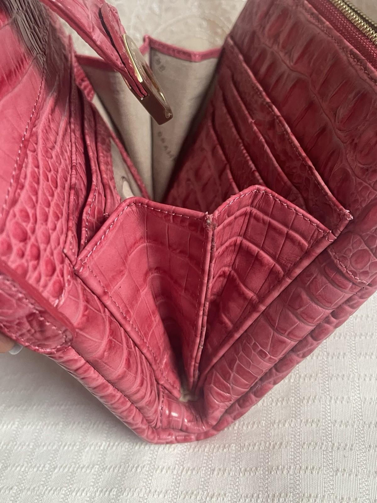 Gorgeous Brahmin Melbourne Mojito Croc Embossed Crossbody Pink Bag Multi Slots