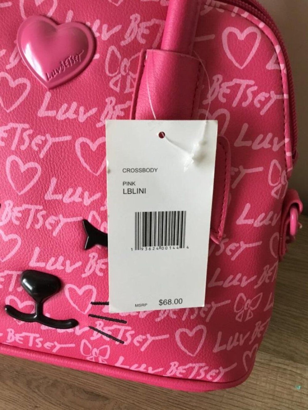 Luv Betsey By Betsey Johnson Hot Pink Cat Face Crossbody Satchel Bag NWT $68