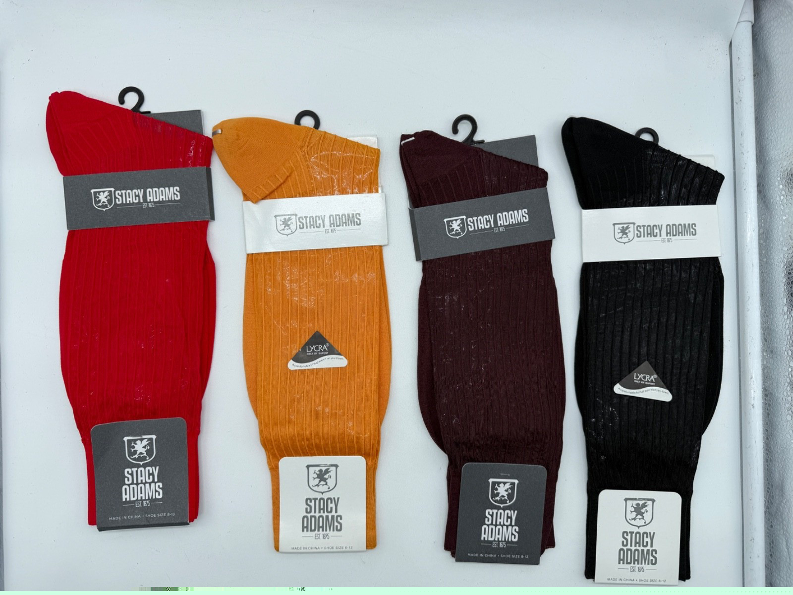 ONE PAIR NEW WITH TAG STACY ADAMS NYLON SLIKY RIBBED MEN’S CREW DRESS SOCKS