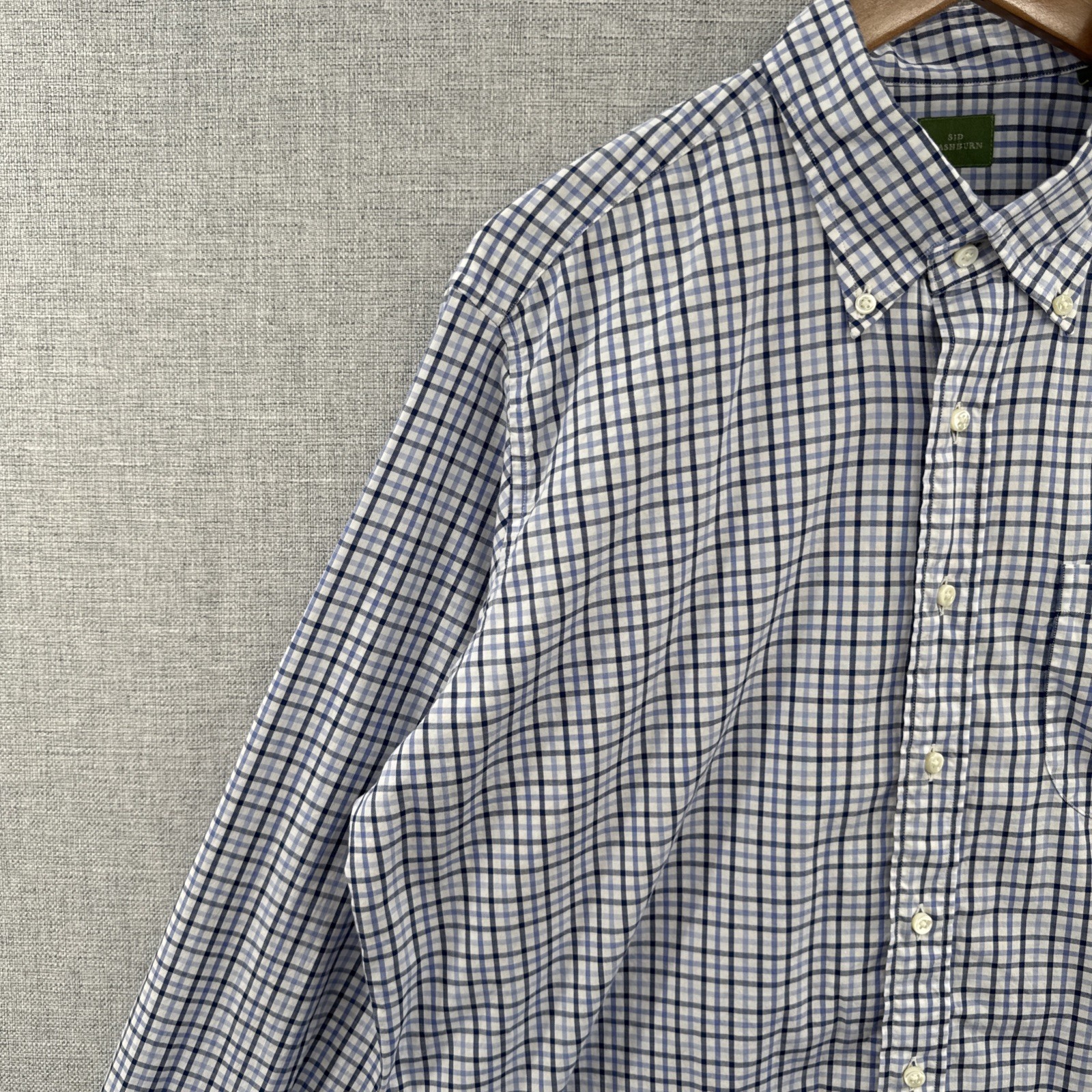 Sid Mashburn Shirt Mens Large Blue Plaid Long Sleeve Button Down Pocket (A)