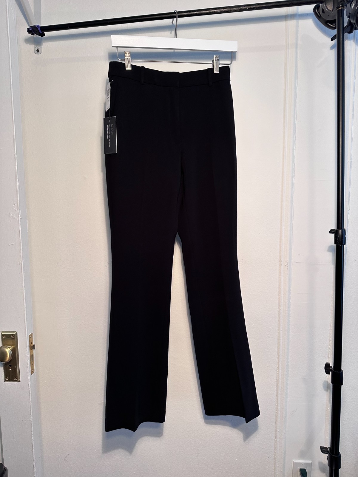 Babaton dress pants program black trousers size 8 high rise flared leg Aritzia