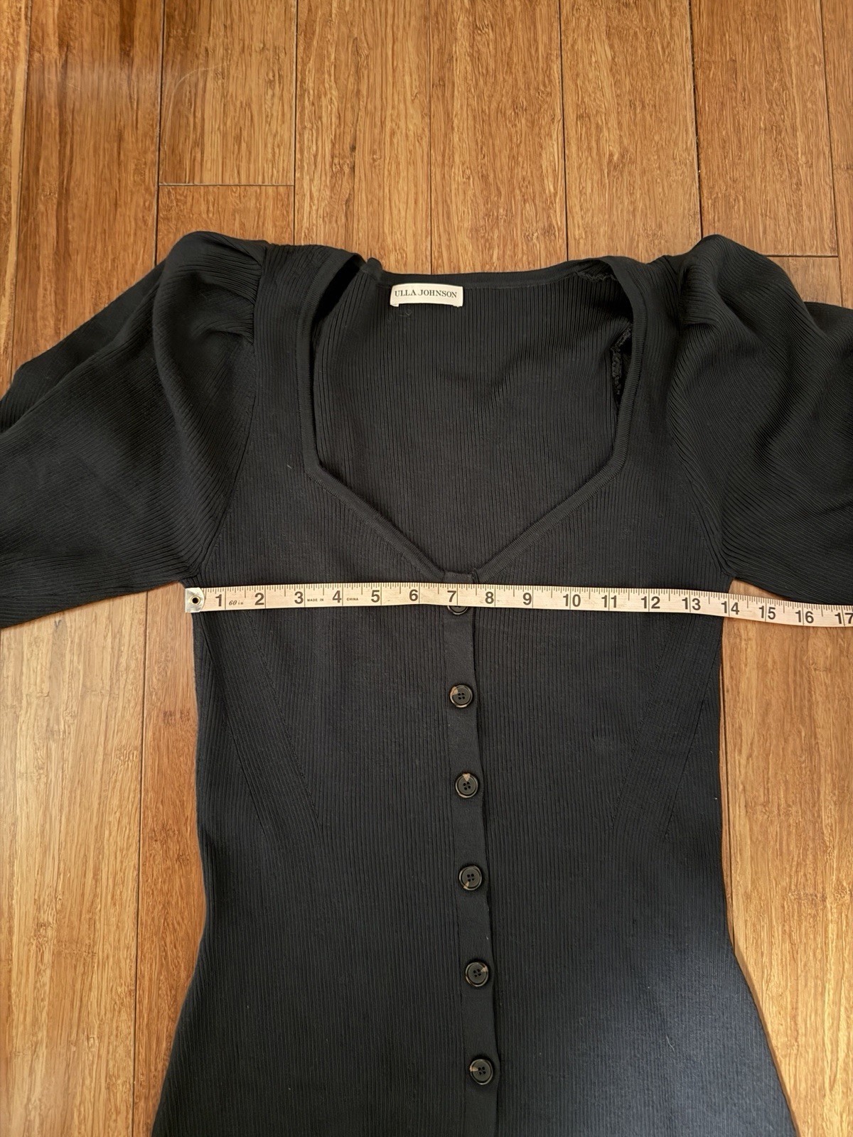 Ulla Johnson Morgan Dress Navy 100% Wool Size Large Long Sleeve Midi
