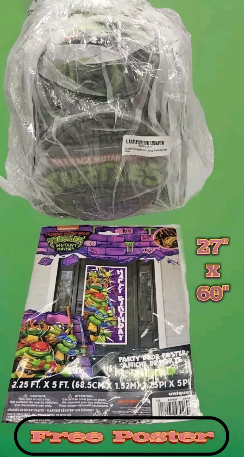 Teenage Mutant Ninja Turtles Cap AOP Unisex Double Strap Shoulder Bag & Poster