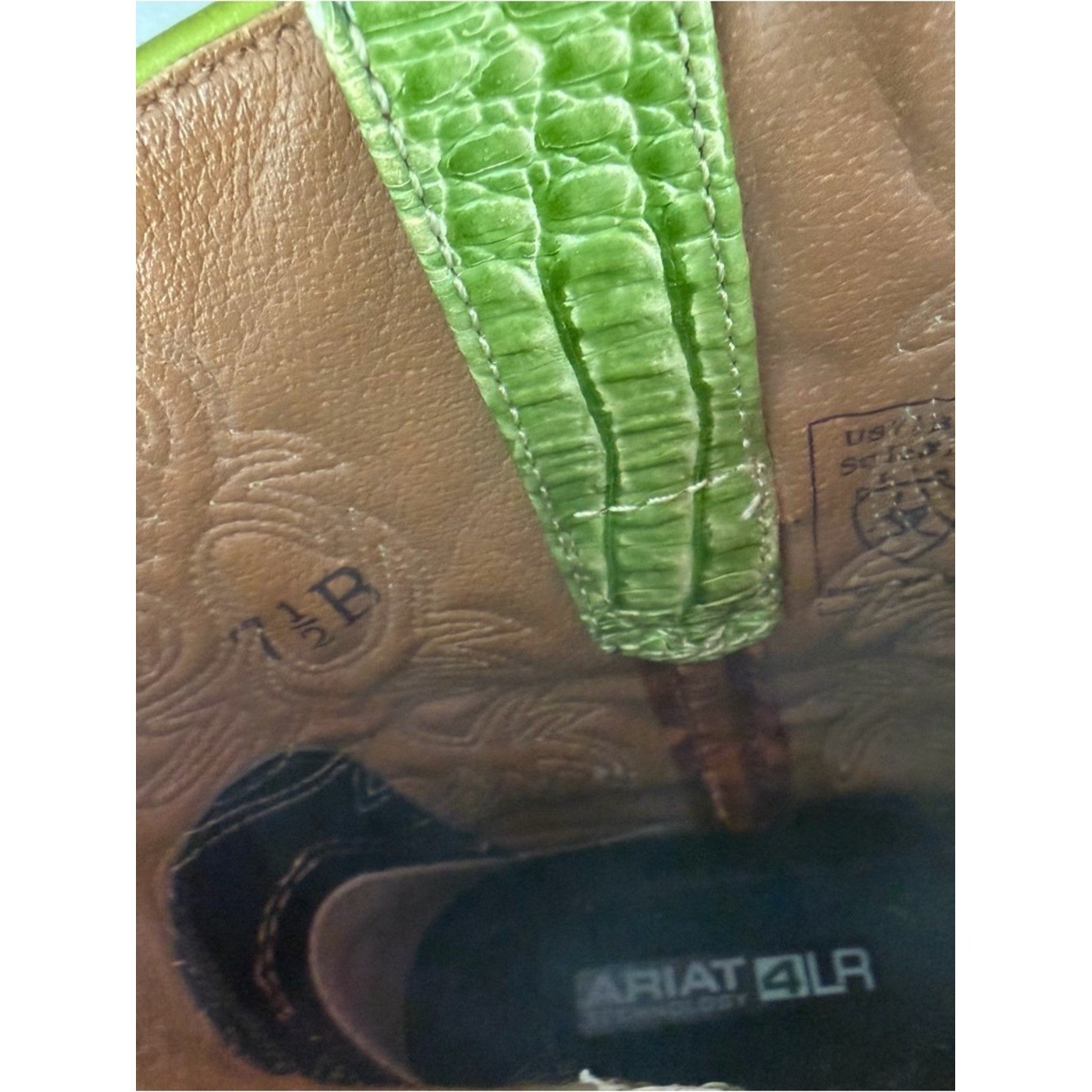 Ariat Brown Leather Boot with Green Accent