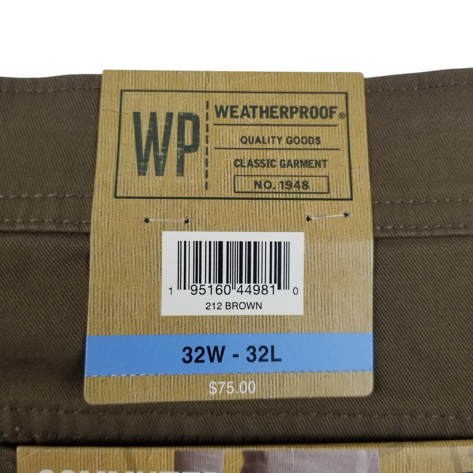 Weatherproof Men’s Brown Pants Stretch Fabric The Commuter Pants 32×32