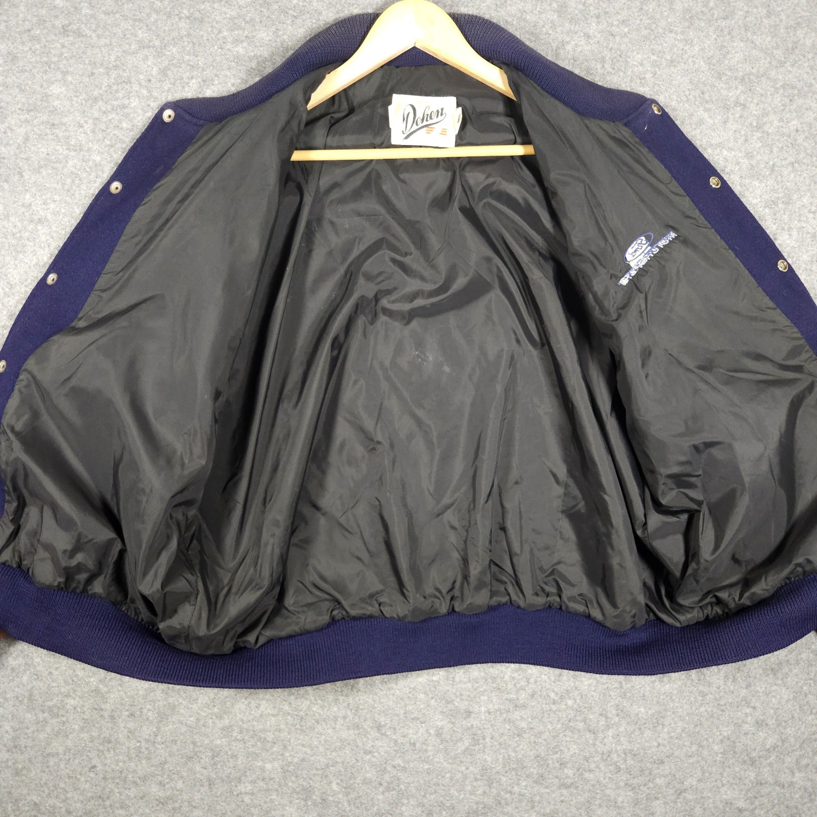 Dehen Varsity Jacket Mens XL Wool Brown Leather Made in USA Ford Logo Portland