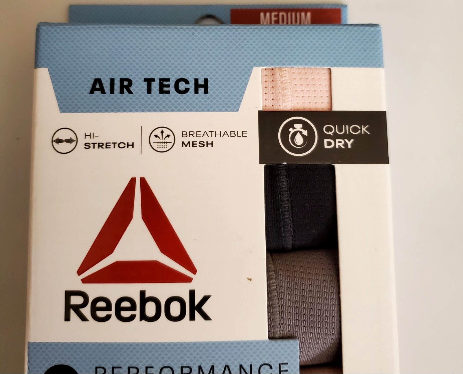 NIB-6 Reebok Air Tech Performance Thongs Quick Dry, Hi-Stretch Mesh- Size Med.