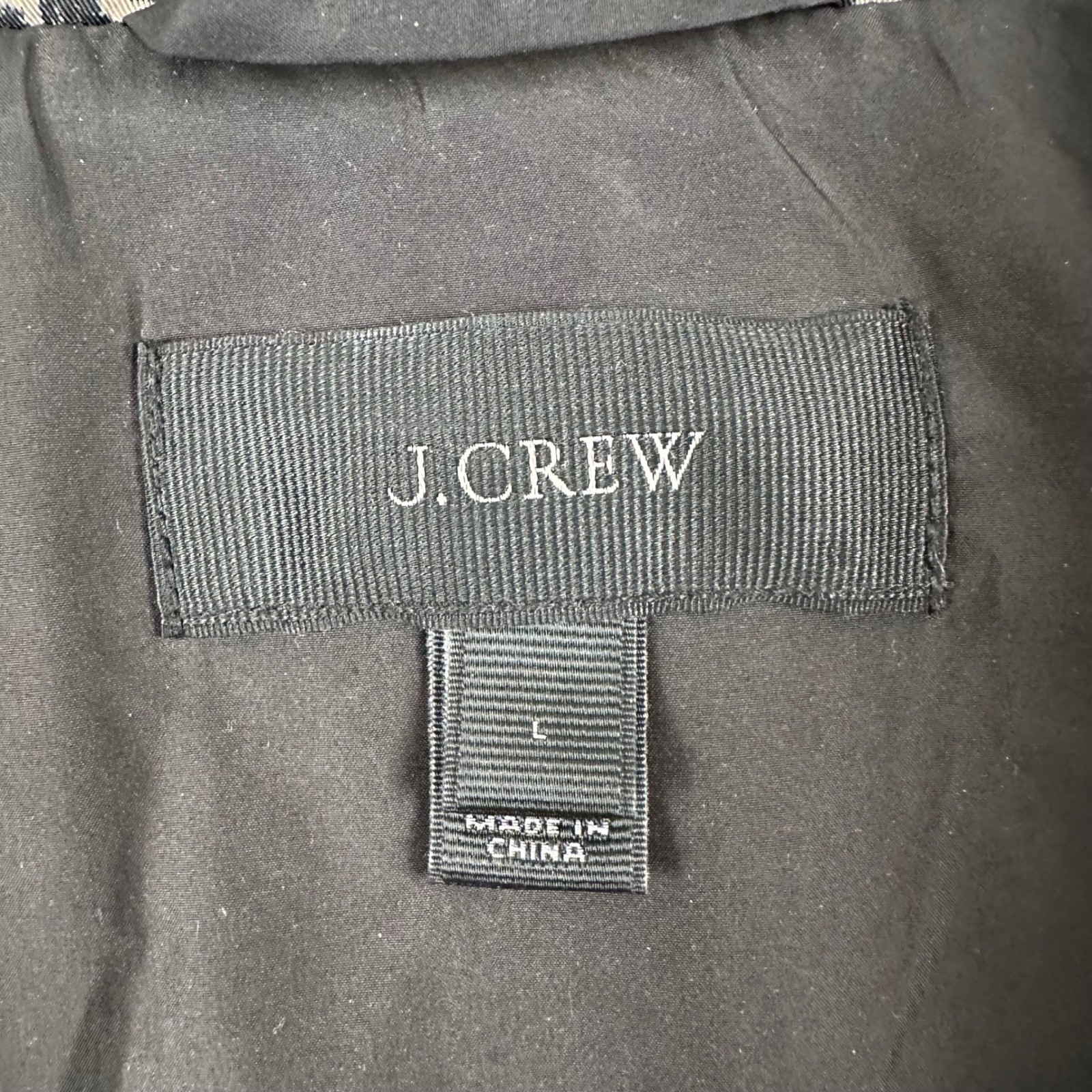 J. Crew Excursion Vest Womens L Grey Quilted Herringbone Down Filled Black Cream