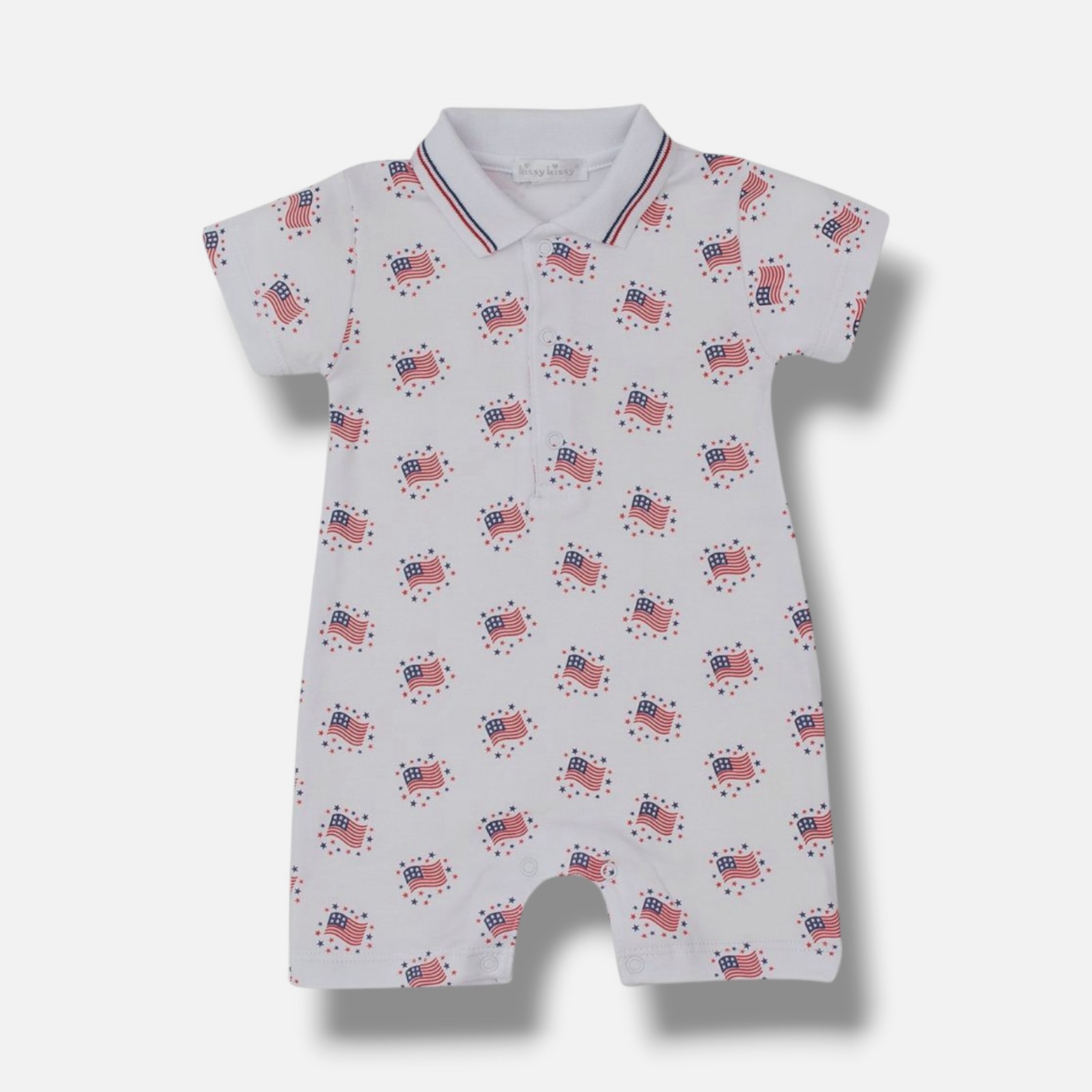 Kissy Kissy Baby Boys’ White American Flag Print Short Playsuit Size 0-3 Months