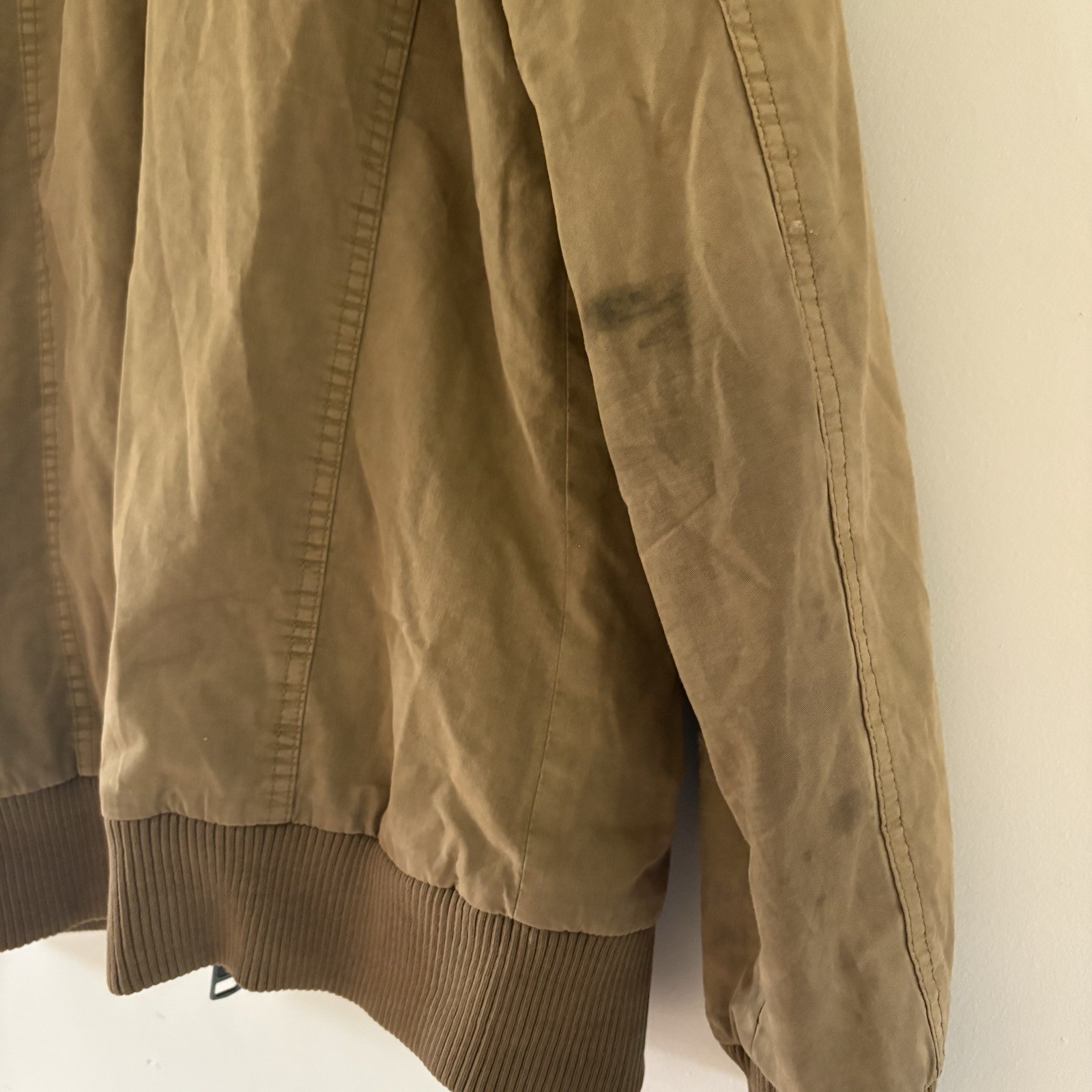 BKE Men’s Brown Bomber Jacket Sherpa Lined Zip/Button Pockets Size M
