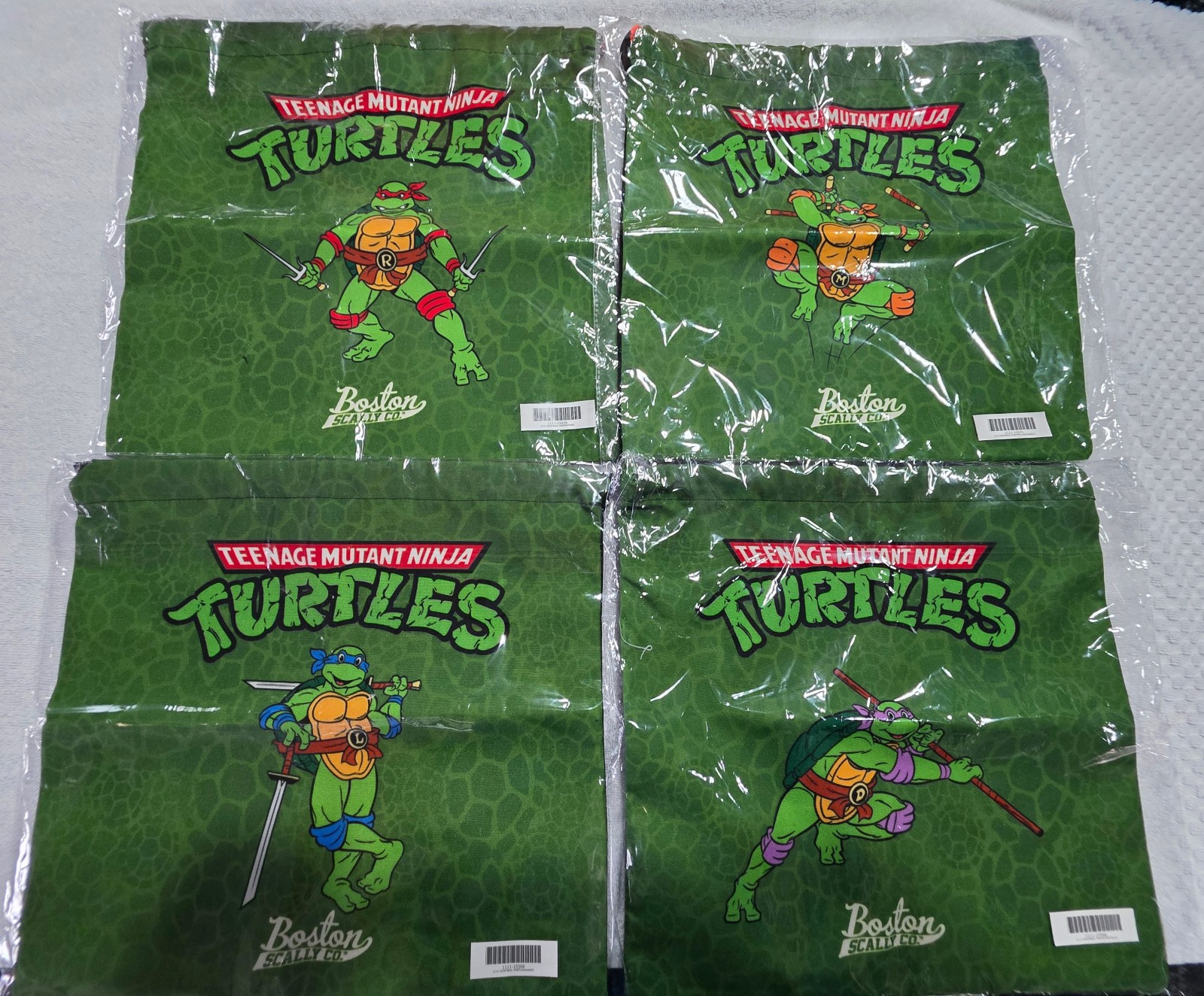 Boston Scally Co. TMNT Teenage Mutant Ninja Turtles ** ALL FOUR DUST BAGS !! **