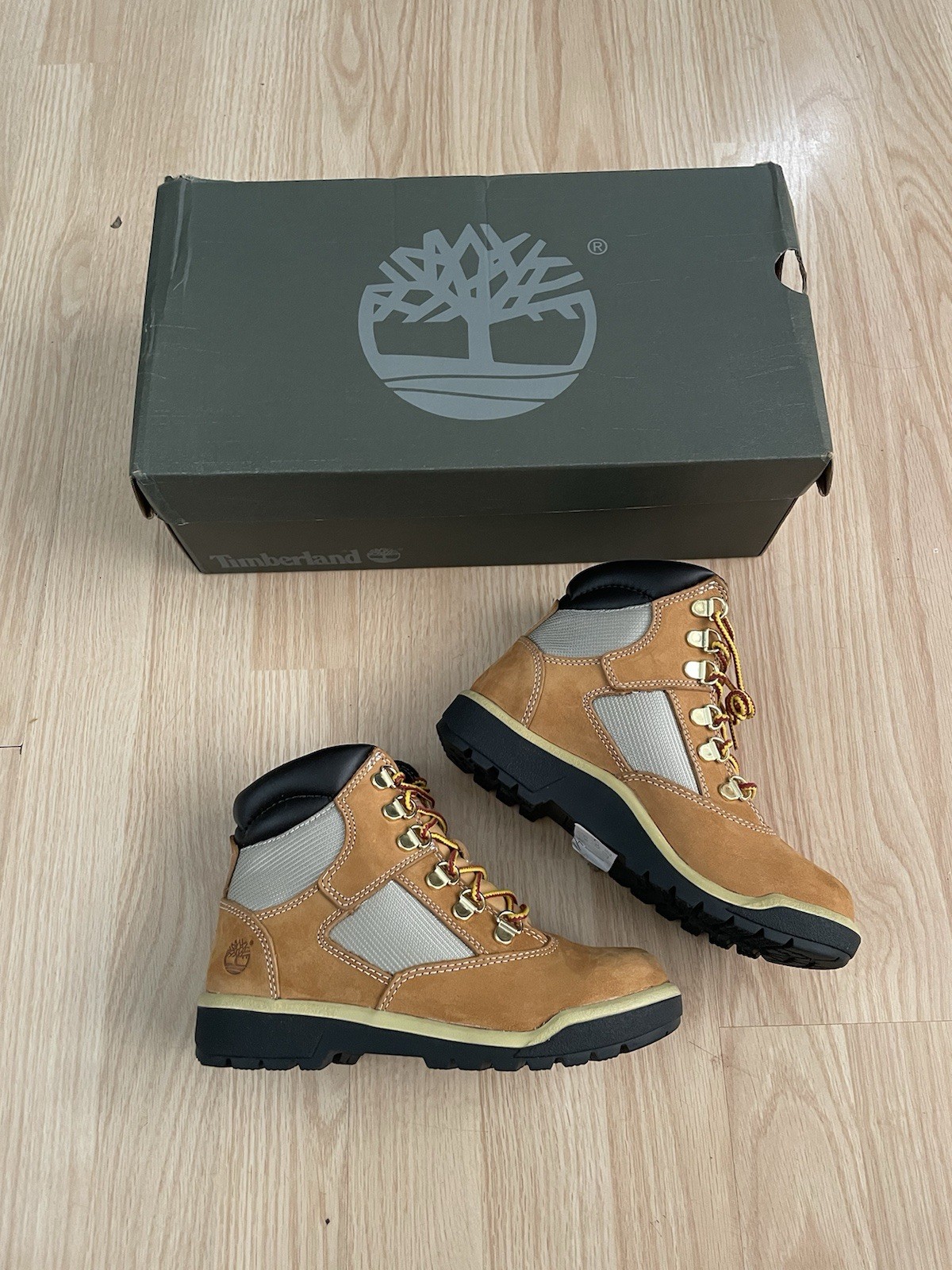 TIMBERLAND TBO44793 Wheat Nubuck 6in Field Boots Size 2.5 NEW NIB