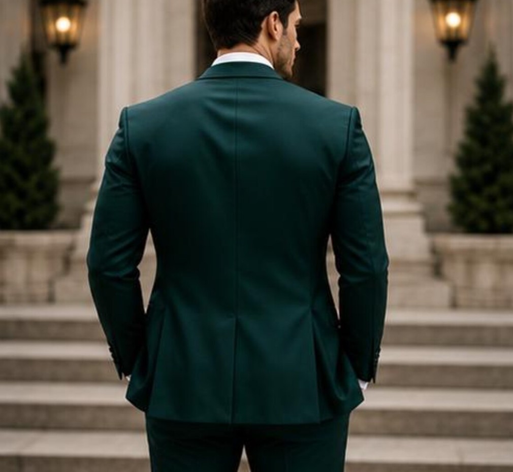 Formal Green Coat Wedding Groom Men’s Suits Workwear 3Pcs Dinner Party Jacket