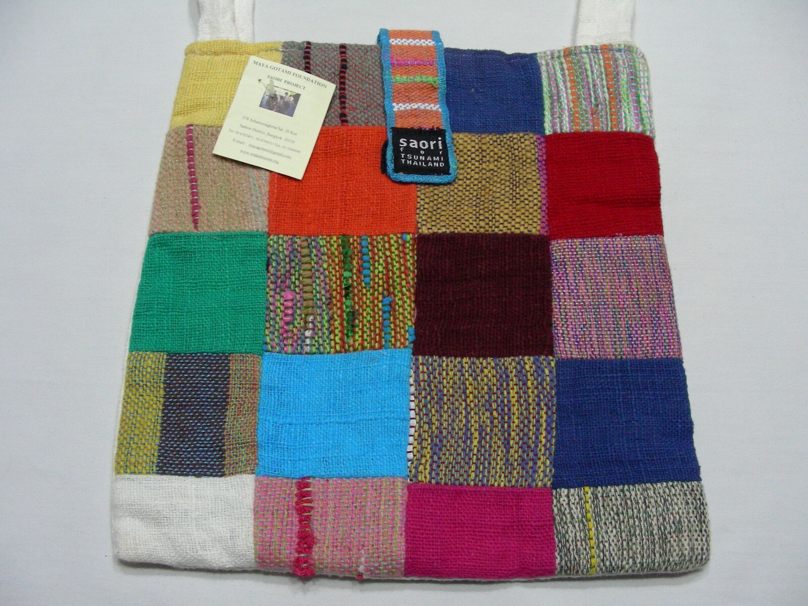 SAORI For Tsunami Thailand – Hand Sewn Wool – Medium Size Shoulder Bag Purse!