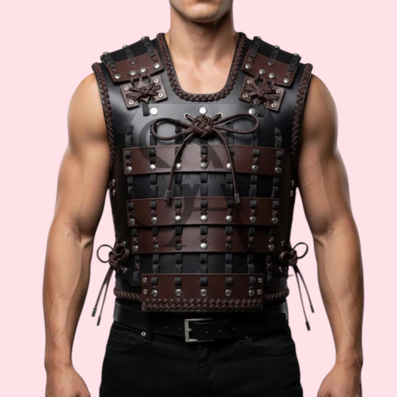 Men’s Medieval Leather Armor Vest Handmade Viking Warrior Costume Cuirass Vest