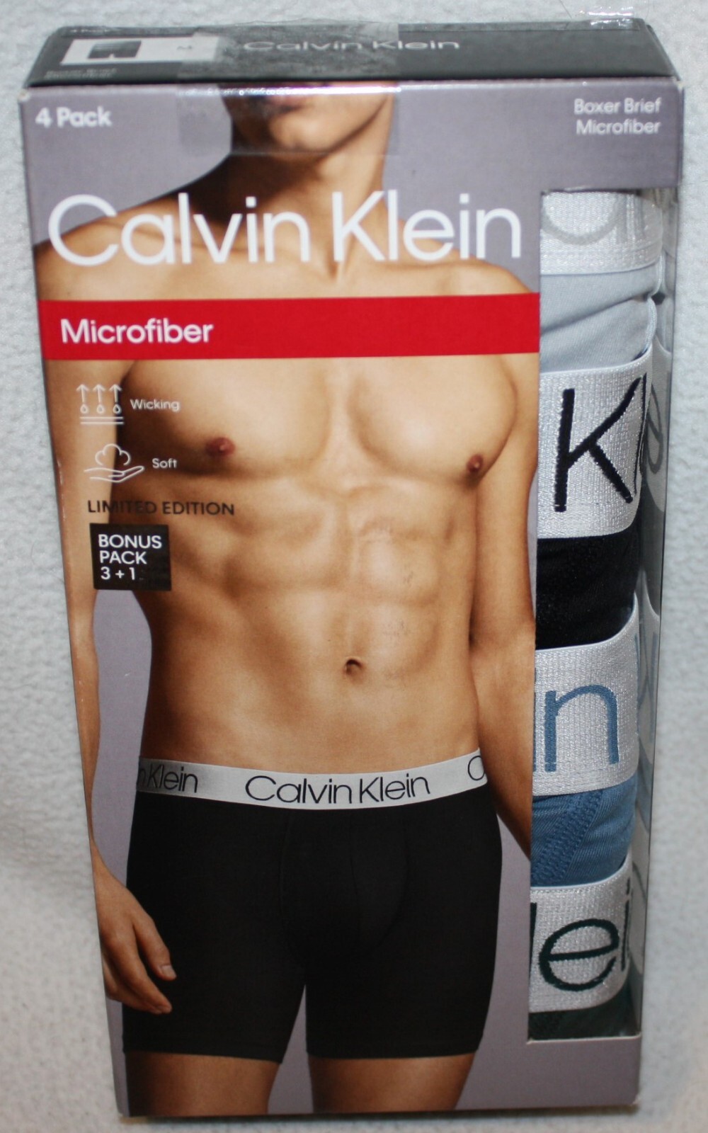 4 Calvin Klein Boxer Briefs Microfiber Stretch Multicolor 4 Pack Underwear $54