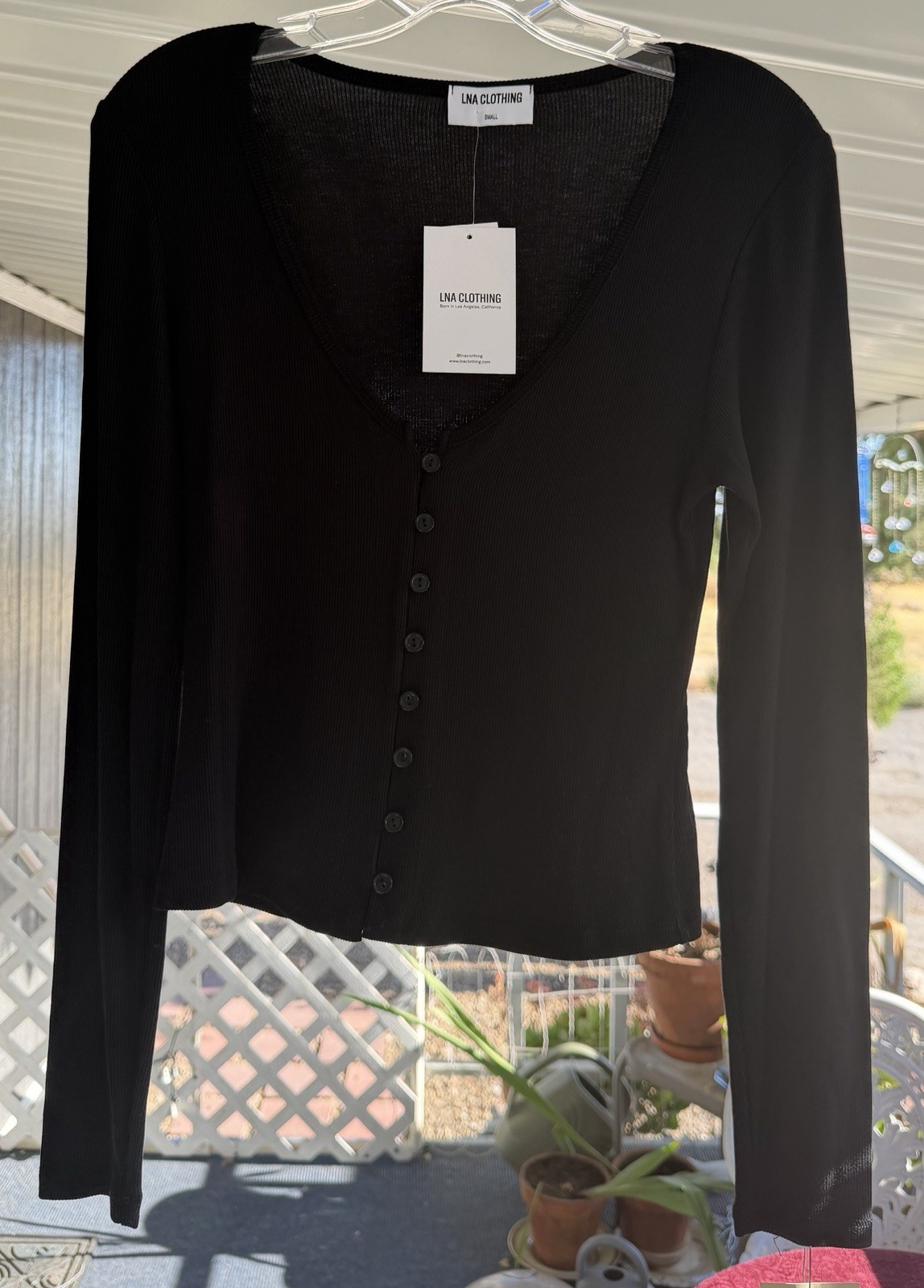 LNA Clothing NWT Black Ribbed Long Sleeve V-Neck Cardigan Top Size Small