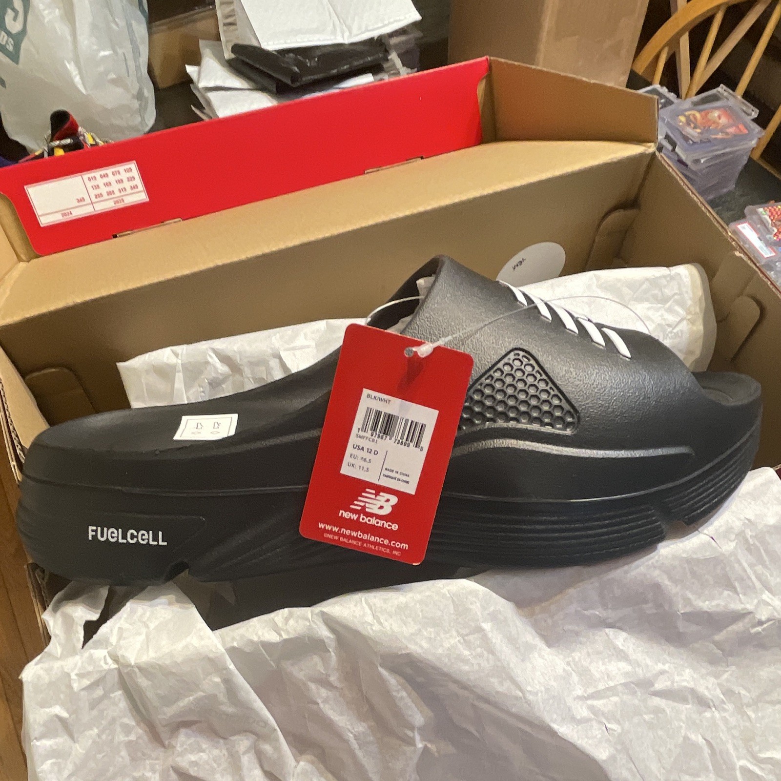 New Balance FuelCell Men’s Slide SL Sandals Black Comfort Logo US 12 D SMFFCB1