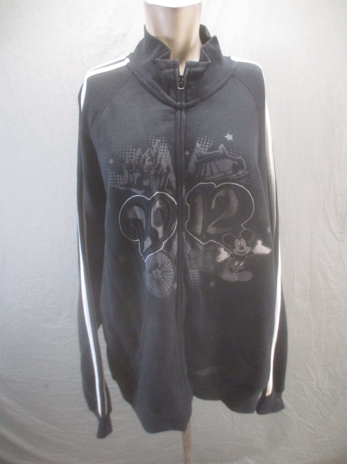 Disney Parks Size XL Mens Black Cotton Blend Zipper Activewear Casual Jacket 187