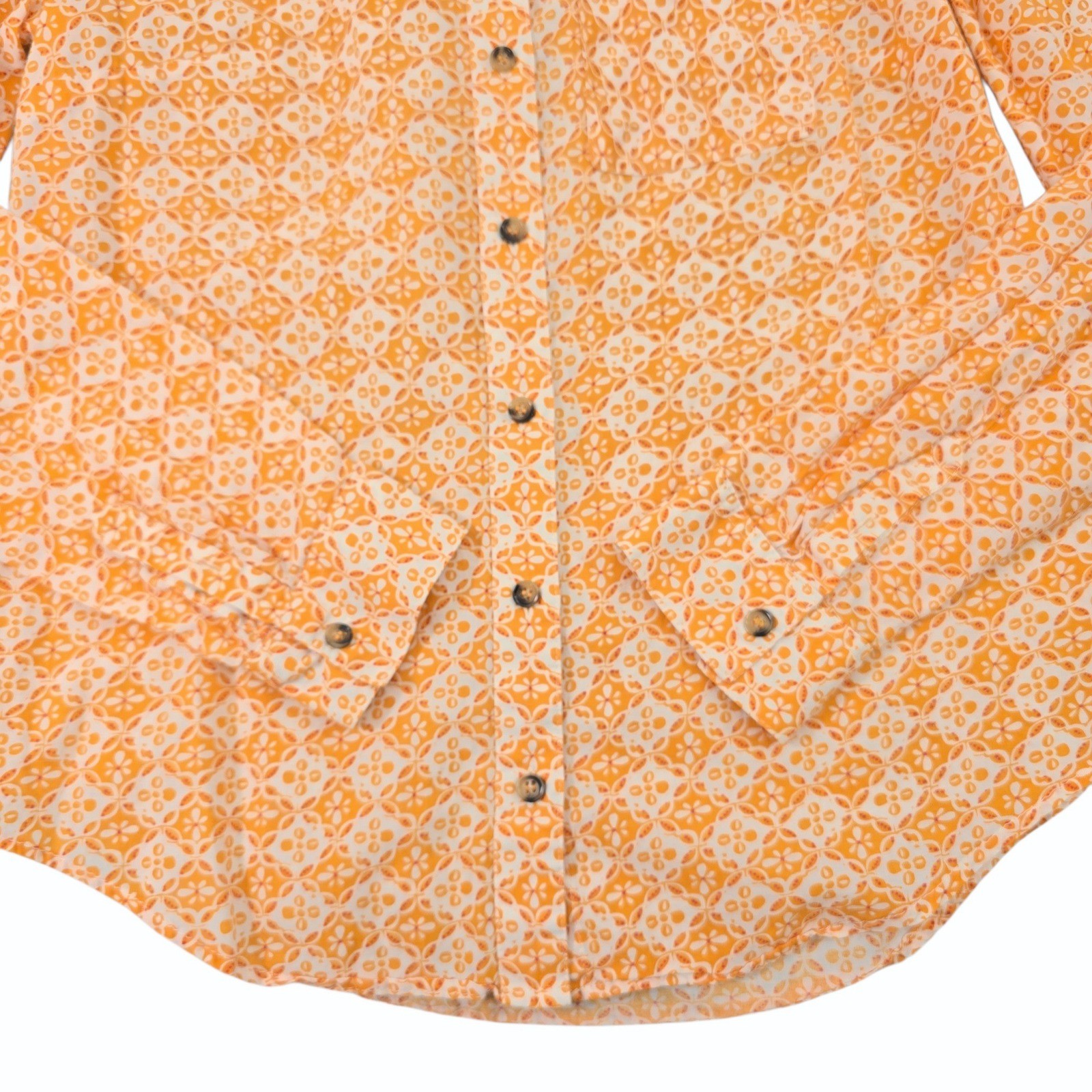Maeve Anthropologie Button Down Women 2(S) Orange Cotton Geometric Boho Shirt