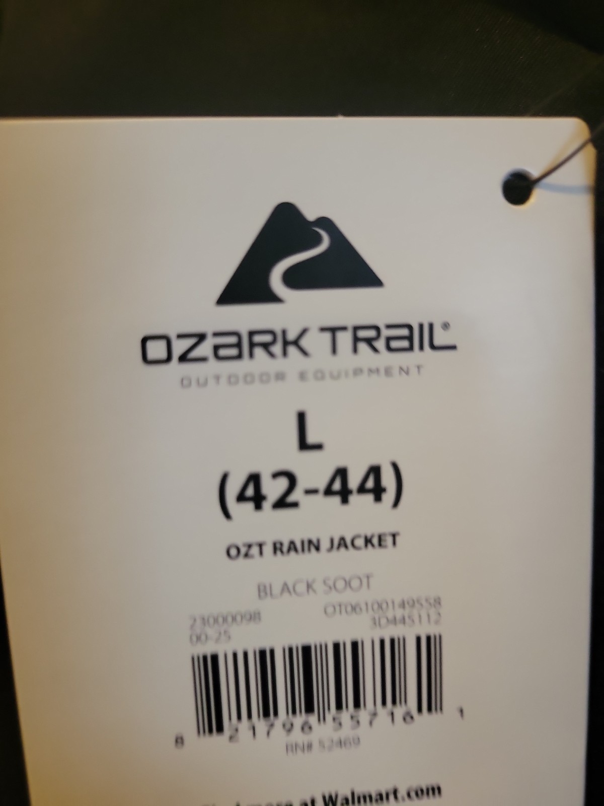 Ozark Trail Outdoor Equipment Rain Jacket Size L Black