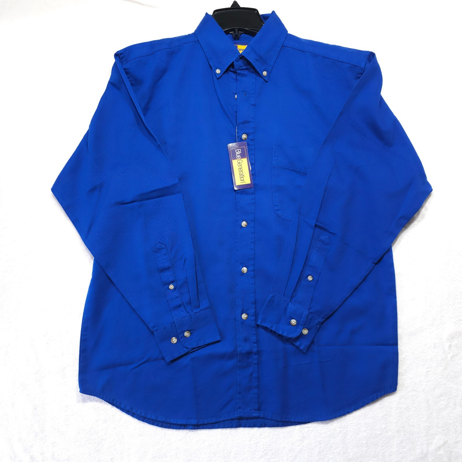 Blue Generation Men’s Long Sleeve 100% Cotton Button Down Collar Shirt. med. NEW