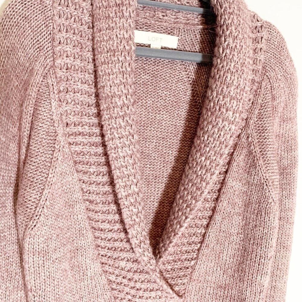 LOFT Womens Mauve Alpaca Wool Blend Shawl Collar Pullover Sweater Size M