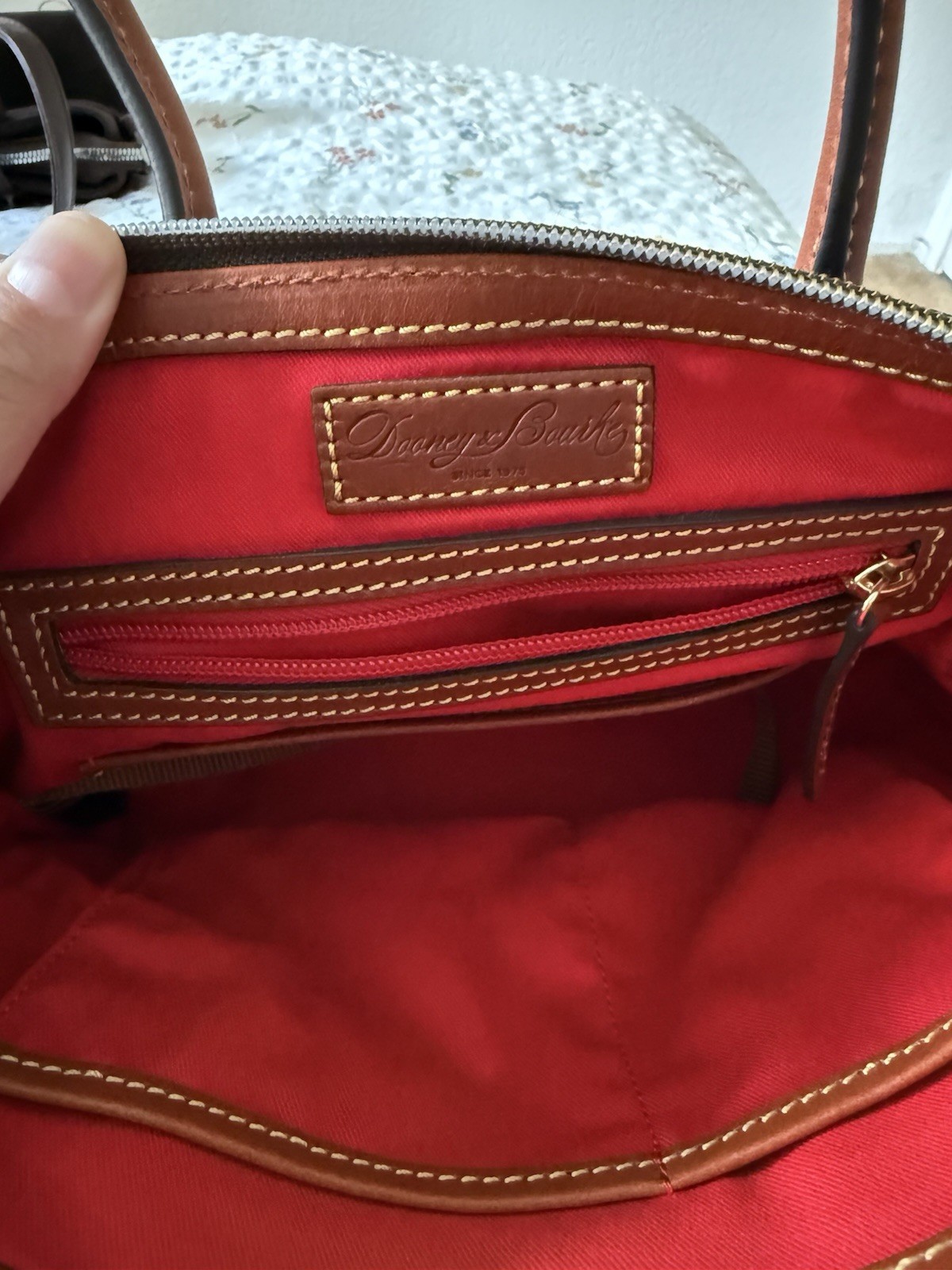 Dooney & Bourke Medium Satchel Black/Brown Zip, Detachable Adjustable Strap