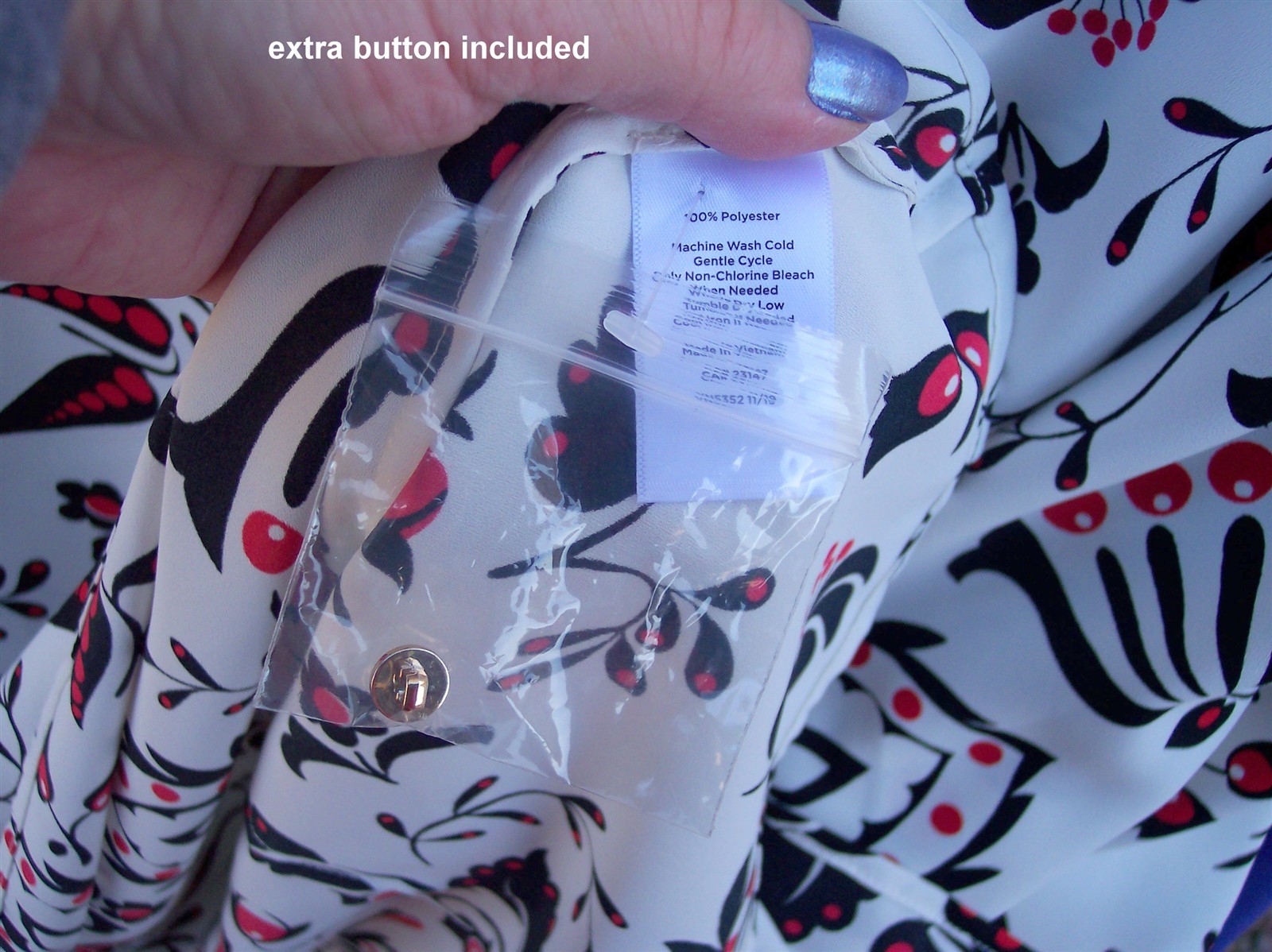 Talbots Plus NEW $90 Red Black White top plus size 2x cherry berry blouse shirt