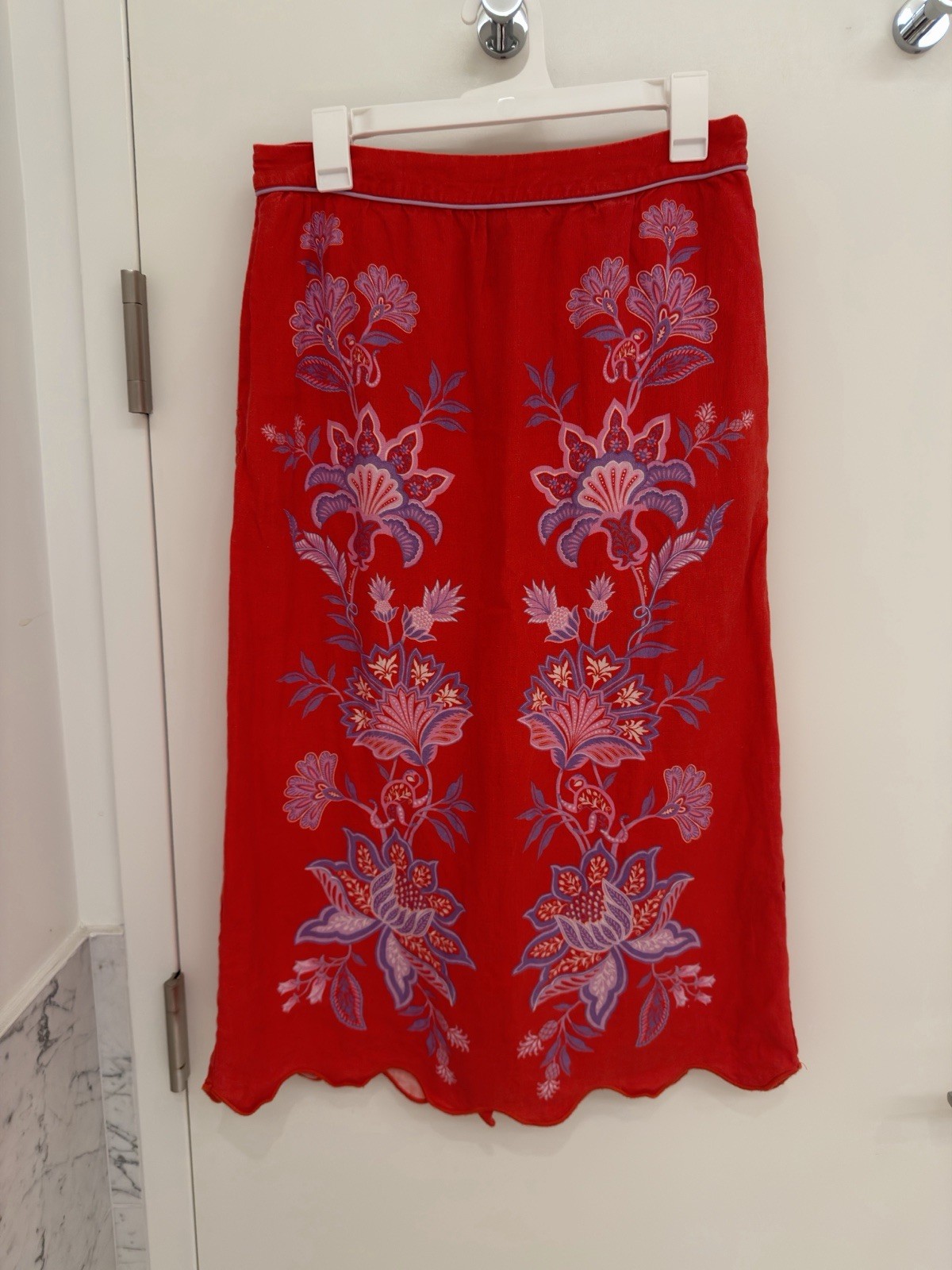 Farm Rio Red Floral Print Midi Skirt Size M ❤️‍🔥Ready To Ship❤️‍🔥