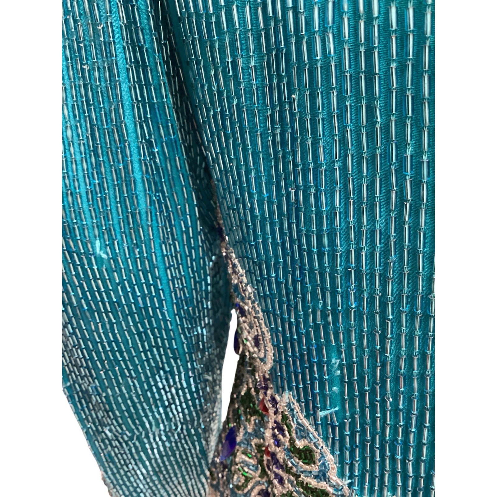 VTG Nadeem Khan For Saks Fifth Avenue Top Women’s SZ M Totally Beaded Turquoise