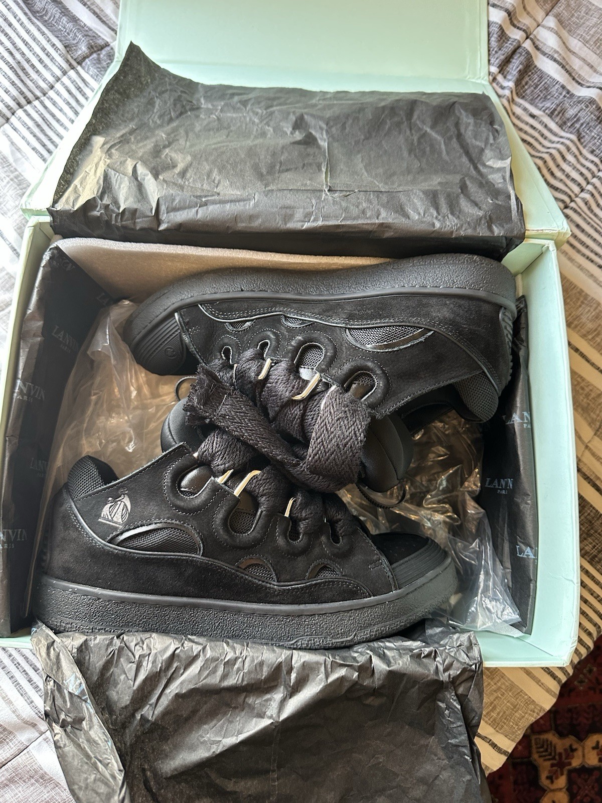 All Black Lanvin Designer Shoes