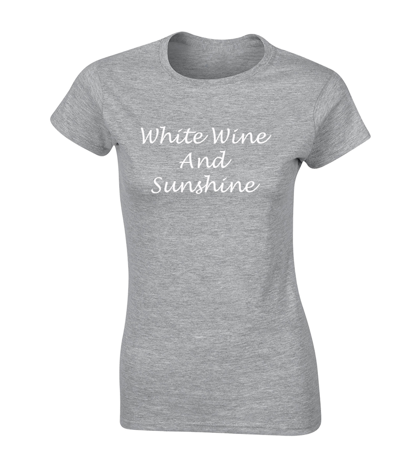 WHITE WINE & SUNSHINE LADIES T SHIRT COOL HOLIDAY CLOTHING SUMMER CASUAL TOP