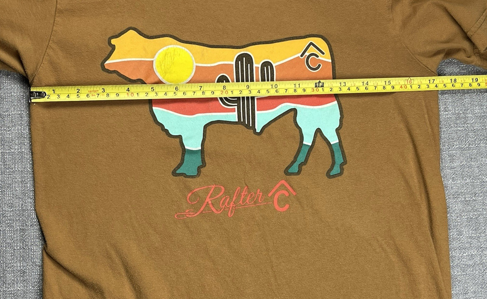 American Apparel Southwest Desert Print Khaki Crew Neck Short Sleeve Tee Small