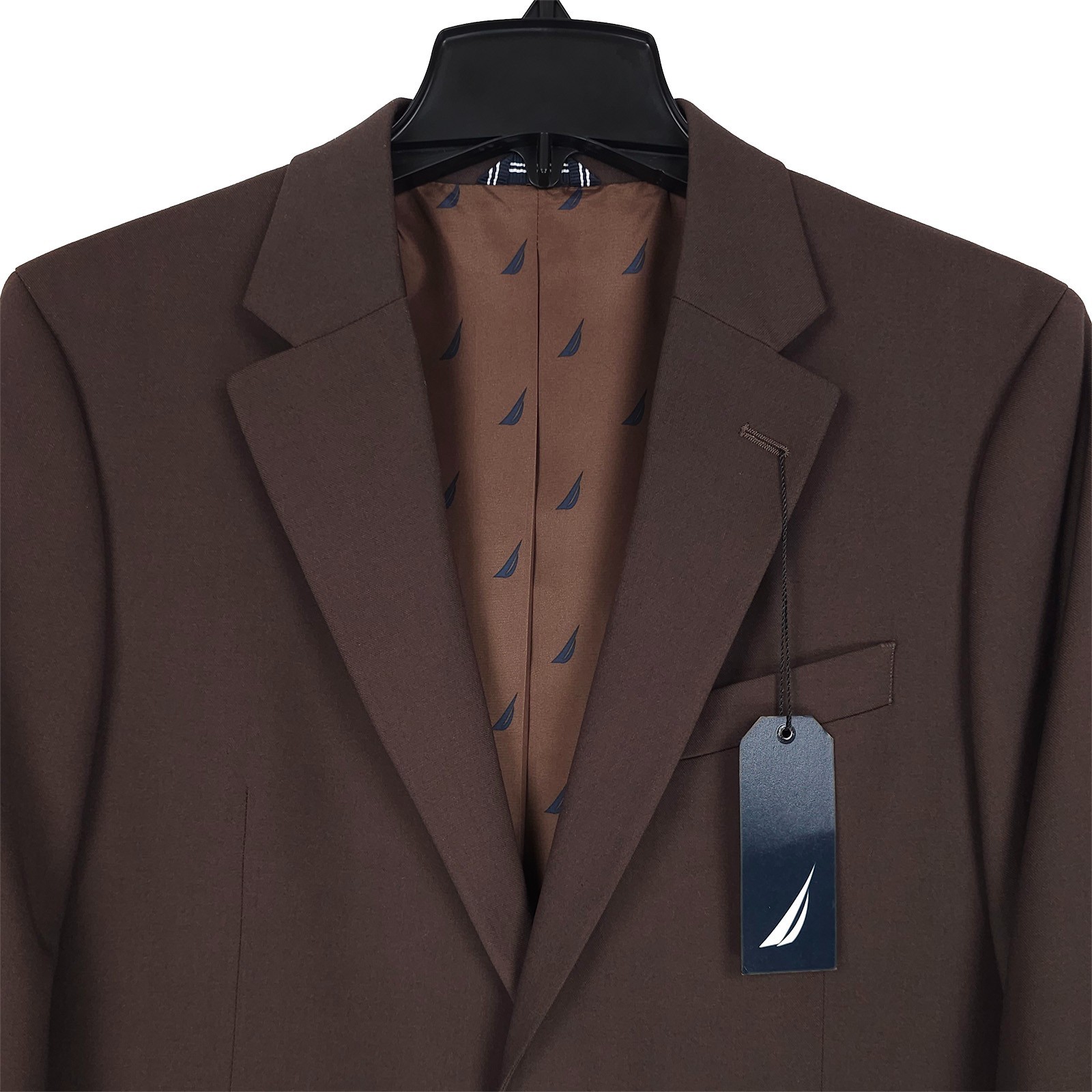 Nautica Mens Modern Fit 2 Piece Suit 38R 32W Brown Solid Stretch NWT